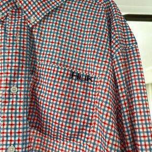 Huk Red and Blue Casual Button Down Shirt